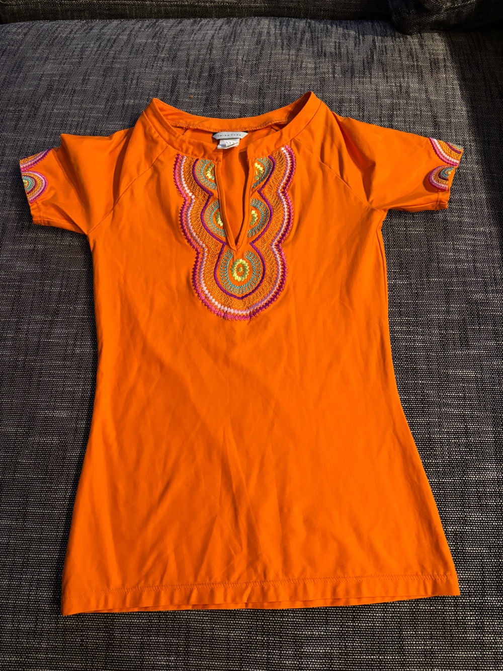 Trina Turk Orange Embroidered Top - Small